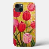 Nog steeds leven met roze en rode tulpen schildere