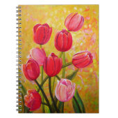 Nog steeds leven met roze en rode tulpen schildere notitieboek (Voorkant)