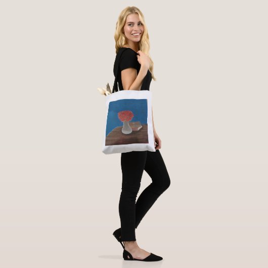 Nog steeds leven met Rozen canvas tas (Op model)