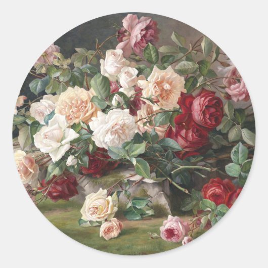 Nog steeds leven met rozen ronde sticker (Voorkant)