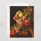 Nog steeds leven met rozen van Waldmuller Briefkaart (Voorkant / Achterkant)