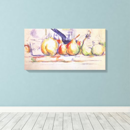 Nog steeds leven met Saucepan door Paul Cezanne Canvas Afdruk (Insitu (Houten vloer))