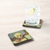 Nog steeds leven met schedel, kaarsje, boek van Pa Bier Onderzetter (Rechterzijde)