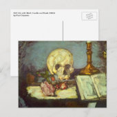 Nog steeds leven met schedel, kaarsje, boek van Pa Briefkaart (Voorkant / Achterkant)