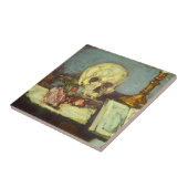 Nog steeds leven met schedel, kaarsje, boek van Pa Tegeltje (Zijkant)