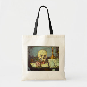 Nog steeds leven met schedel, kaarsje, boek van Pa Tote Bag