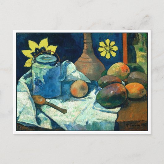 Nog steeds leven met Teapot en Fruit door Gauguin Briefkaart (Voorkant)