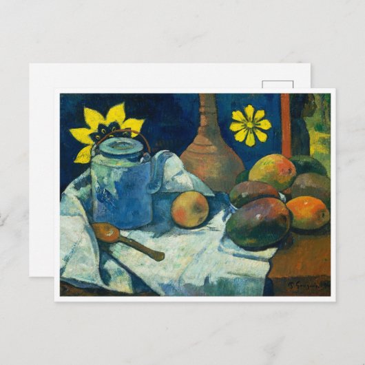 Nog steeds leven met Teapot en Fruit, Paul Gauguin Briefkaart (Voorkant / Achterkant)