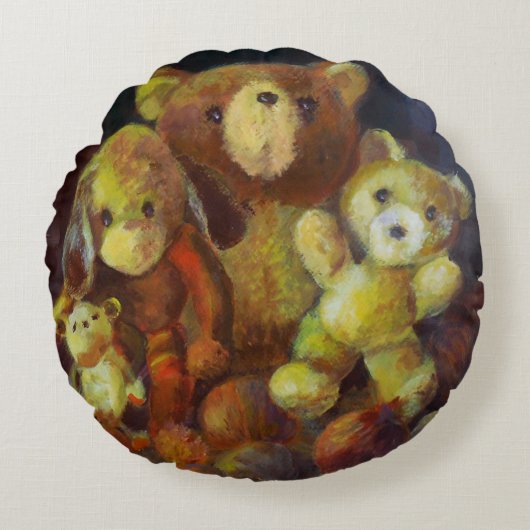 Nog steeds leven met Teddy Bears Rond Kussen (Voorkant)