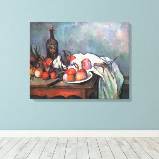 Nog steeds leven met uien door Paul Cezanne Canvas Afdruk (Insitu (Houten vloer))