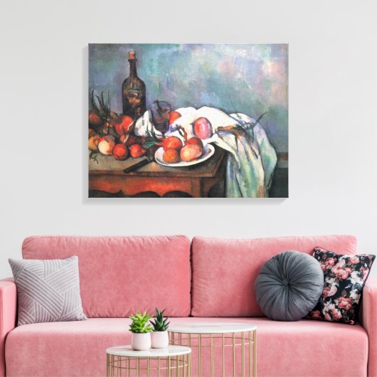 Nog steeds leven met uien door Paul Cezanne Canvas Afdruk (Insitu (Woonkamer))