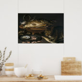 Nog steeds leven met vis en kat poster (Keuken)