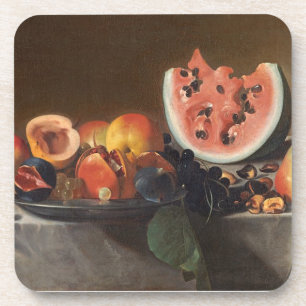 Nog steeds leven met watermeloenen en karafels bier onderzetter