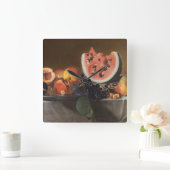 Nog steeds leven met watermeloenen en karafels vierkante klok (Huis)