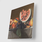 Nog steeds leven met watermeloenen en karafels vierkante klok (Hoek)