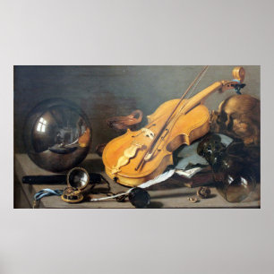 Nog steeds leven met zelfportret poster