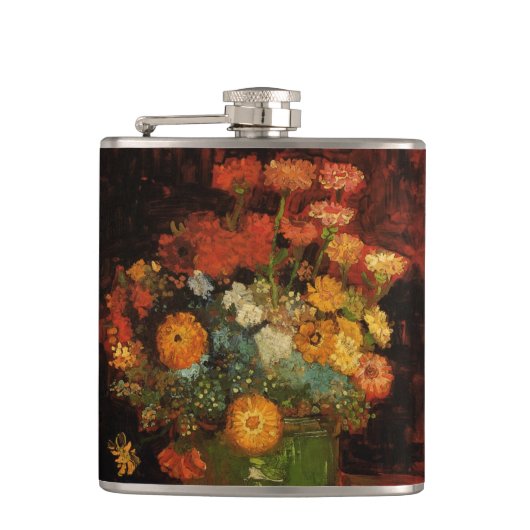 Nog steeds leven met Zinnias door Vincent van Gogh Heupfles (Voorkant)