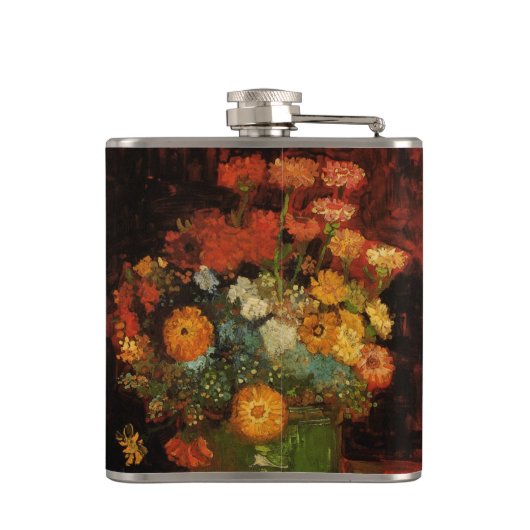 Nog steeds leven met Zinnias door Vincent van Gogh Heupfles (Achterkant)