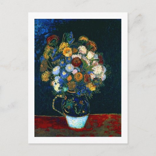 Nog steeds leven met Zinnias Van Gogh Fine Art Briefkaart (Voorkant)