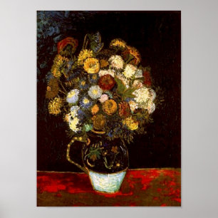 Nog steeds leven met Zinnias Van Gogh Fine Art Poster
