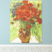 Nog steeds leven rode papavers en Daisies1890 Canvas Afdruk (Insitu (Houten vloer))