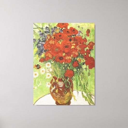 Nog steeds leven rode papavers en Daisies1890 Canvas Afdruk (Voorkant)