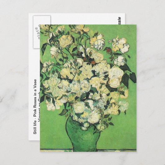 Nog steeds leven - Rozen in een Vase Vincent en Go Briefkaart (Voorkant / Achterkant)