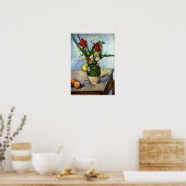 Nog steeds leven, Tulpen en appels van Paul Cezann Poster (Keuken)