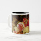 Nog steeds leven tweekleurige koffiemok (Voorkant links)