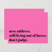 Nog steeds leven uit dozen niet oordelen heet roze notitiekaartje (Voorkant / Achterkant)