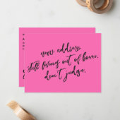 Nog steeds leven uit dozen niet oordelen heet roze notitiekaartje (Voorkant / Achterkant in situ)
