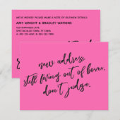 Nog steeds leven uit dozen niet oordelen heet roze notitiekaartje (Voorkant / Achterkant)