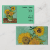 nog steeds leven - vaas met drie zonnebloemen, van visitekaartje (Voorkant / Achterkant)