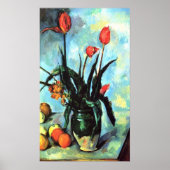 Nog steeds leven, vaas met Tulpen door Paul Cezann Poster (Voorkant)
