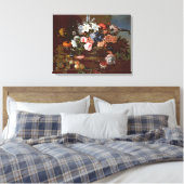 Nog steeds leven van bloemen in een mand canvas afdruk (Insitu (Slaapkamer))