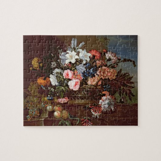 Nog steeds leven van bloemen in een mand legpuzzel (Horizontaal)