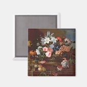 Nog steeds leven van bloemen in een mand magneet (Voorkant / Achterkant)