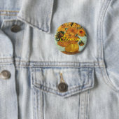 Nog steeds leven - Vase met twaalf zonnebloemen, V Ronde Button 5,7 Cm (In situ)