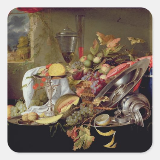 Nog steeds leven vierkante sticker (Voorkant)