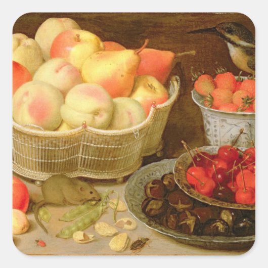 Nog steeds leven vierkante sticker (Voorkant)