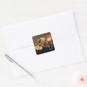 Nog steeds leven vierkante sticker (Envelop)