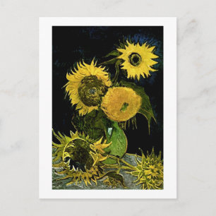 Nog steeds leven vijf zonnebloemen van Gogh Fine A Briefkaart