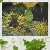 Nog steeds leven vijf zonnebloemen van Gogh Fine A Theedoek (Gevouwen)