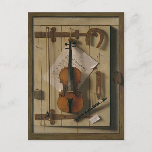 Nog steeds leven, Violin en muziek Briefkaart (Voorkant)