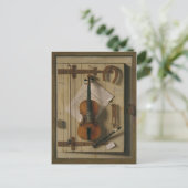 Nog steeds leven, Violin en muziek Briefkaart (Staand voorkant)