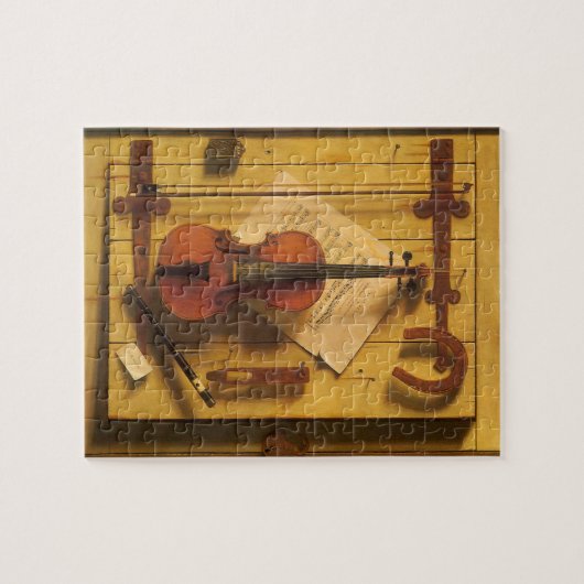 Nog steeds leven Violin en muziek door William Har Legpuzzel (Horizontaal)
