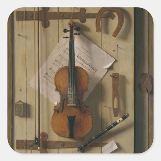Nog steeds leven, Violin en muziek Vierkante Sticker (Voorkant)
