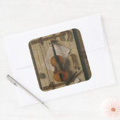Nog steeds leven, Violin en muziek Vierkante Sticker (Envelop)