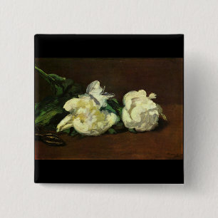 Nog steeds leven, White Peony van Edouard Manet Vierkante Button 5,1 Cm