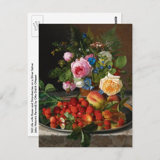 Nog steeds levende Rozen en aardbeien door Otto Ot Briefkaart (Voorkant / Achterkant)